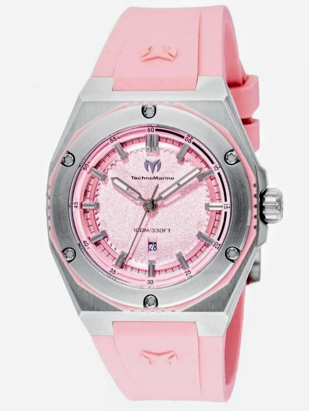 TechnoMarine Coral Legacy Womens Watch 36mm.Pink Silicone Sport Watch TM 416053
